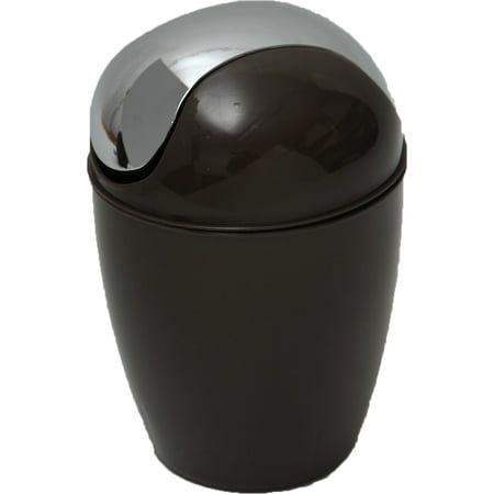 Bathroom Mini Waste Basket Countertop 0 5 Liter 3 Gal Chrome Lid Bathroom Mini Waste Basket Countertop 0 5 Liter 3 Gal Chrome Lid Brown