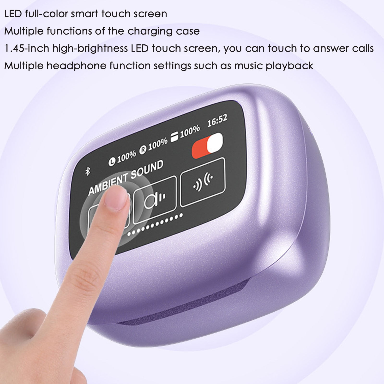 Wireless Earbuds, Bluetooth 5.3 in Ear Buds Light-Weight Headphones with Deep Bass Sound,48 Hours Playtime Headset,Clear Calls Earphones with Mics for Sports Workout(Purple)