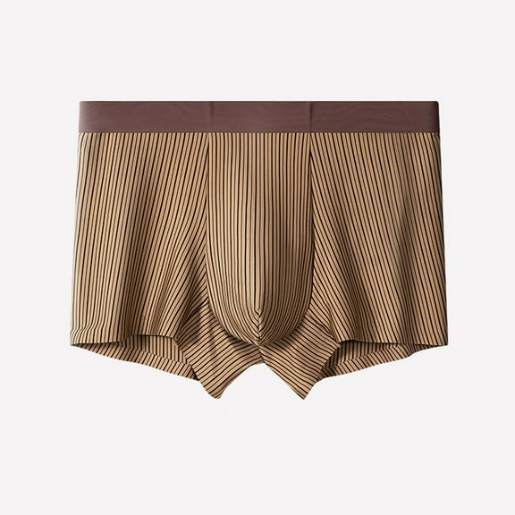 ZQUUVOU Men's Boxer Briefs Stripe Color Breathable Underwear (Brown,2XL)