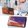 thumbnail image 2 of Crossbody Strap Wallet Case for Samsung Galaxy Note 20 Ultra with Wrist Strap, 360° Rotating Ring Kickstand & Card Holder PU Leather Purse Magnetic Snap Zipper Case Cover for Note 20 Ultra, Brown, 2 of 9
