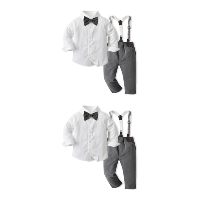 Minnieouse Ceremonia Evento Niños Camisa de manga larga Conjunto de pantalón general Fiesta Respetuoso con la piel Niños Tops Pantalones Regalo Type4 NO4