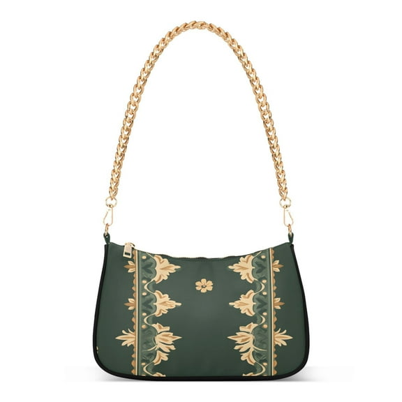 Ryvnso Ethnic Retro Boho Flowers Womens Chain Shoulder Bag Tote Handbags Clutch Hobo Purse with Zipper for Travel