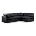 thumbnail image 1 of Meridian Furniture Indulge 129" Black Vegan Leather L-Shaped Modular Sectional, 1 of 10