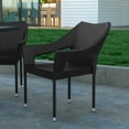 thumbnail image 6 of Emma + Oliver Set of Two All-Weather Indoor/Outdoor Stacking Patio Dining Chairs with Steel Frame and Weather Resistant PE Rattan in Black, 6 of 11