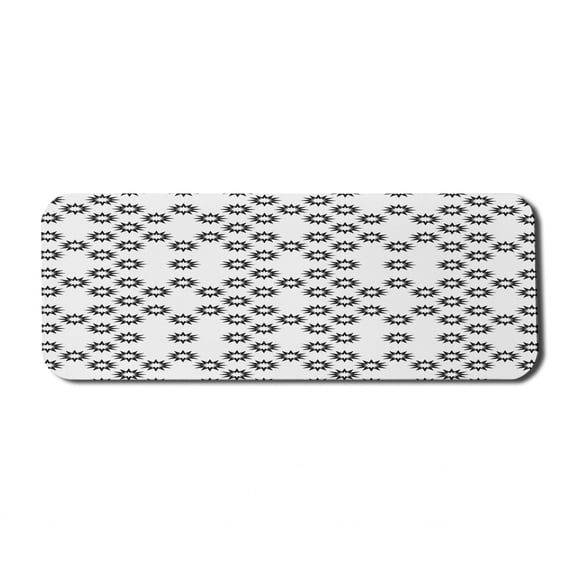 Abstract Computer Mouse Pad, Rhythmic Random Layout of Star Like Motifs Print on Plain Backdrop, Rectangle Non-Slip Rubber Mousepad Large, 31" x 12" Gaming Size, White and Charcoal Grey, by Ambesonne