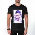 thumbnail image 6 of Pastel Geometric Neko Anime Girl Graphic Black T-Shirt, 6 of 7