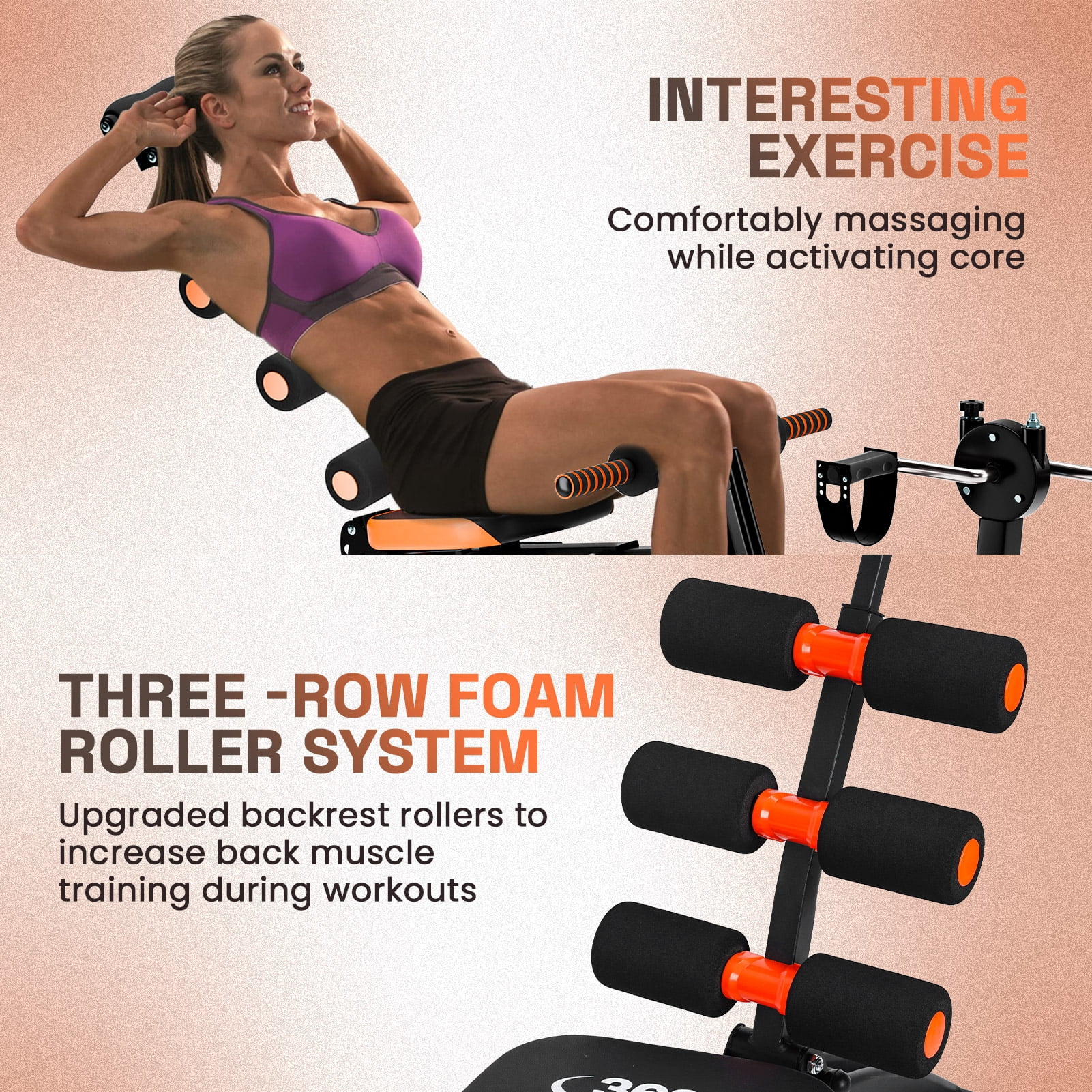 Suhire Multi-Function Ab Workout Bench, Adjustable Home Gym Equipment for Total Body Training, Ab Crunch Machine with Resistance Bands