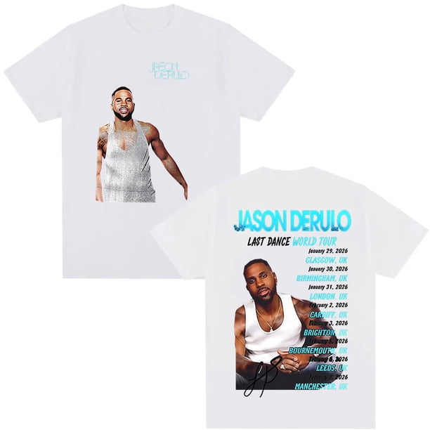 Camiseta Jason Derulo Last Dance World Tour 2026 Merch, camisetas Vintage de manga corta de Hip Hop para hombre, Camiseta 100% de algodón, ropa de calle