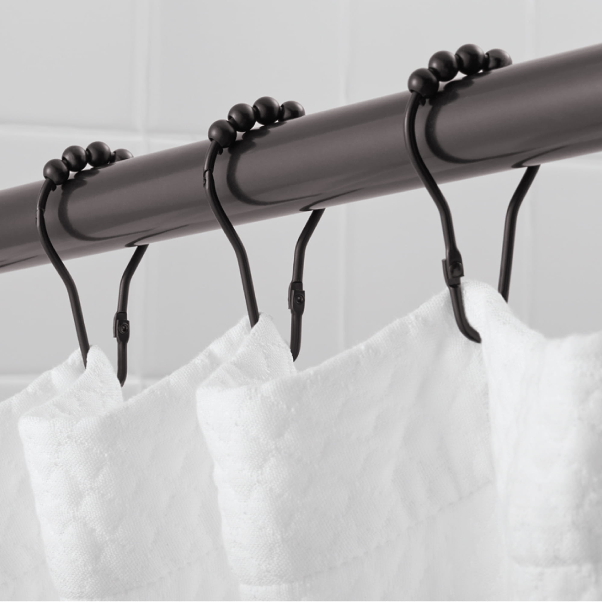 Hotel Style VGlide Hinged Roller Bead Shower Curtain Hooks / Rings