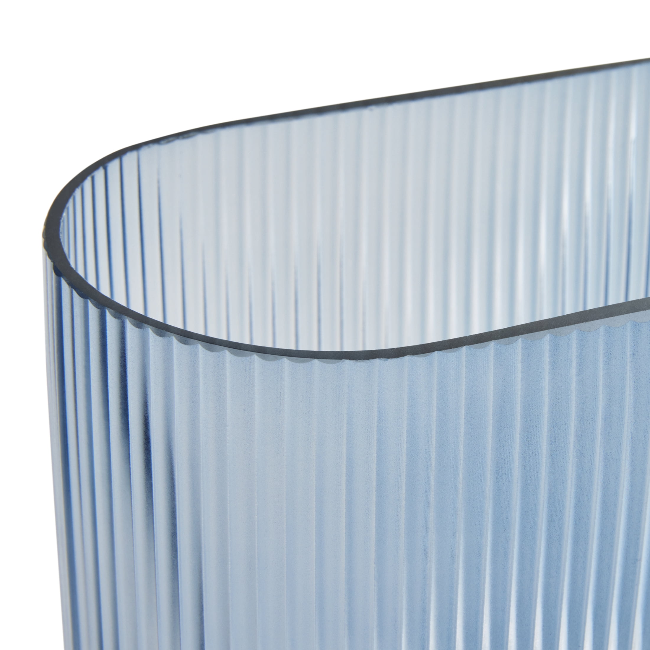 Better Homes & Gardens Ribbed Glass Vase, 7'', Blue