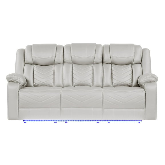 Challenger Modern LED Recliner Sofa made with wood and metal frame in Beige