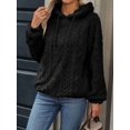 thumbnail image 4 of Womens Oversized -Pullover Hoodie with Pockets Fuzzy Fleece Sweatshirt Plaid Pattern Black XL, 4 of 7
