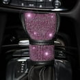 thumbnail image 3 of Bling Pink Steering Wheel Cover Set Bling Car Accessories Set,Steering Wheel Cover Fit 15Inch, Sparkling Shoulder Pad, Rhinestone Gear Shift Cover and Cup Holder, 7 Pack, Pink, 3 of 5