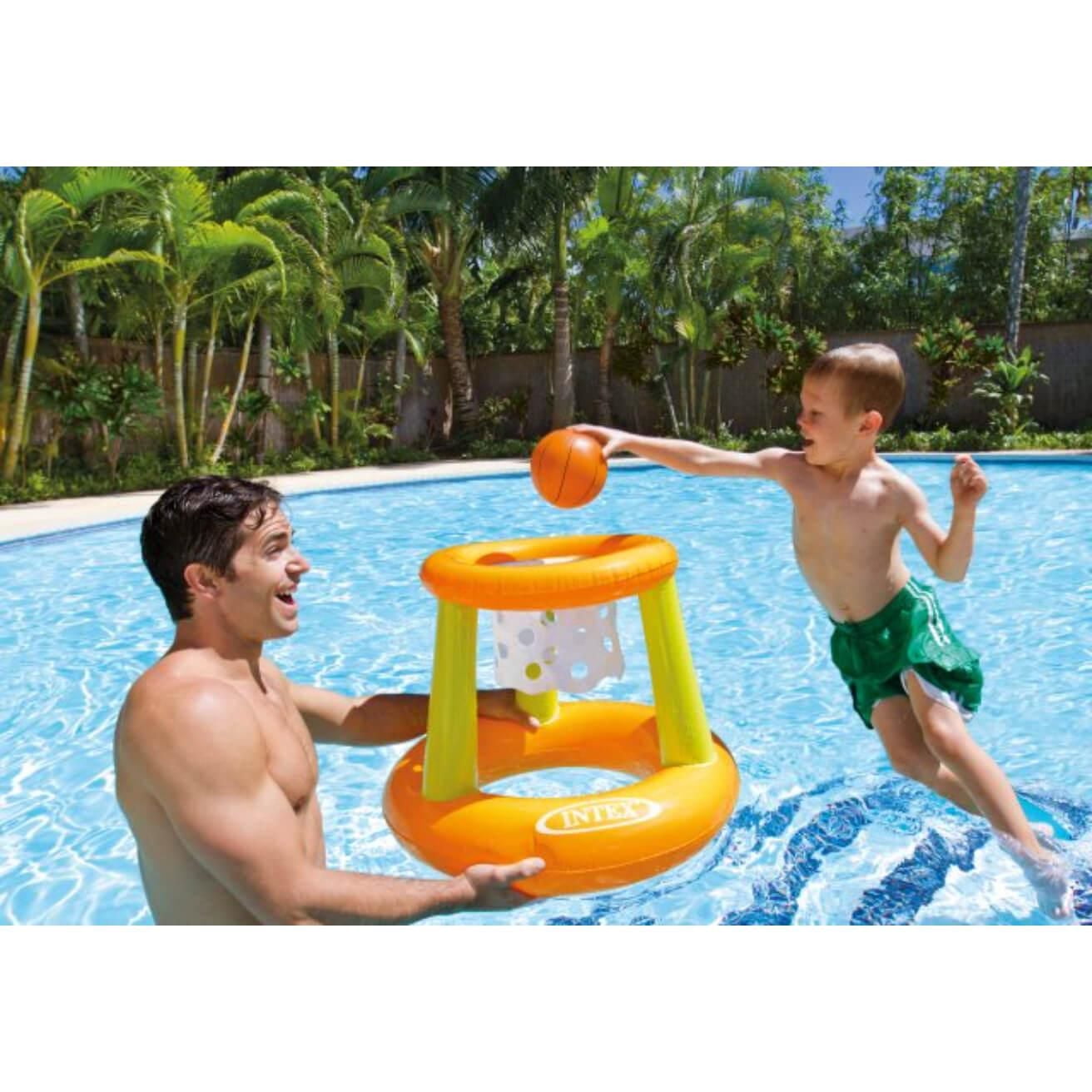 Panier de Basketball Gonflable Intex, À partir de 3 ans, Jeu Gonflable de Basketball Flottant pour Piscine