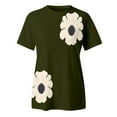 thumbnail image 4 of Beige Womens Blouses Women Daily Casual Flower Printed Short Sleeve O Neck T Shirt Tops Blouse Ladies Tops and Blouses, 4 of 6