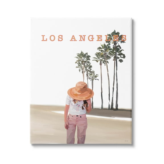 Stupell Industries Trendy Summer Girl Los Angeles Scenery Graphic Art Gallery Wrapped Canvas Print Wall Art, Design by Amelia Noyes