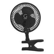 Genesis 6-Inch Clip-On Fan - Convertible Table-Top & Clip Fan, Fully Adjustable Head, Two Quiet Speeds - Black