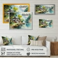 thumbnail image 4 of Designart art Mural Encadré Rivières Montagnes, Impression sur Toile Encadrée Rivière, Vieux Village au Bord de la Rivière et Montagnes, art Mural Traditionnel Vert Doré, 32x16 Pouces Cadre Doré, 4 of 5
