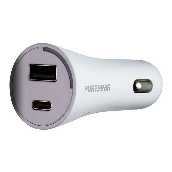 Pure Gear Light Speed 42W Dual Port USB-C USB-A Car Charger - White