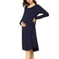thumbnail image 5 of Diufon Maternity Nursing Dress for Women Double Layer Long Sleeve Round Neck Breastfeeding Dress with Pockets, 5 of 7