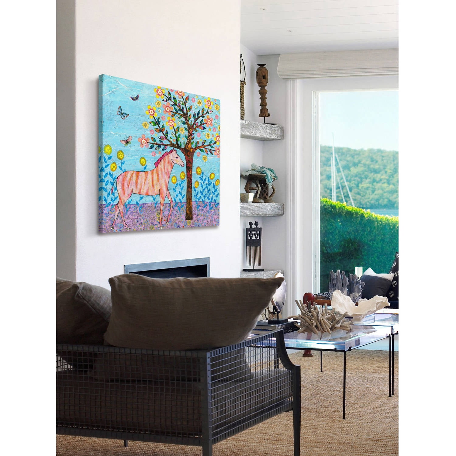 Marmont Hill "Jungle Zebra" by Sascalia Painting Print on Wrapped Canvas