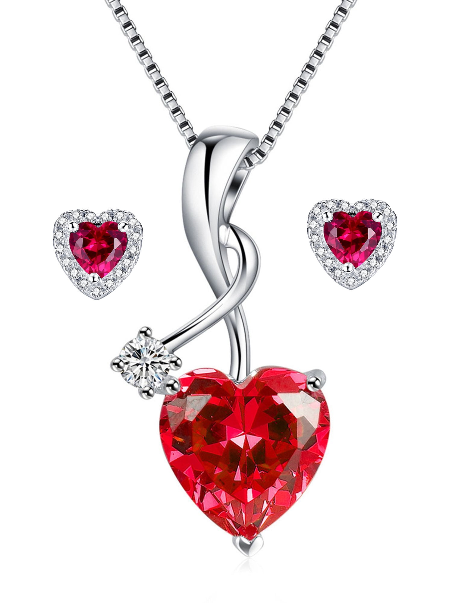 Devuggo - Devuggo 925 Sterling Silver Heart Pendant Necklace Simulated