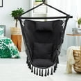 thumbnail image 4 of Gymax Hammock Chair w/ Soft Pillow Cushions Pocket Hanging Rope Swing Steel Bar Gray, 4 of 10