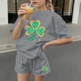thumbnail image 5 of Amidoa Girls Summer Outfits Short Sleeves T-Shirts and Kids Casual Summer Short Clothing Set Gray Size 12, 5 of 6