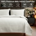 thumbnail image 3 of Eurhowing 3-Piece Quilt Set Bedspread Coverlet, Ultra-Soft Queen Size Bed Cover with 2 Pillow Shams, Velvet Reversible Bedding Set for All-season, Off-White, 3 of 9