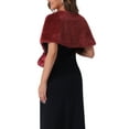 thumbnail image 3 of INSPIRE CHIC Women's Faux Fur Shawl Stole Winter 1920s Bridal Wedding Wrap XL Burgundy, 3 of 6