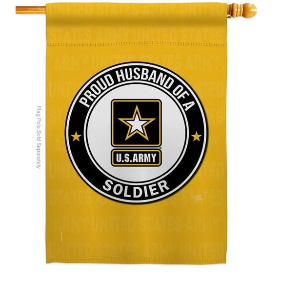 Breeze Decor H108560-BO Proud Husband Soldier House Flag Armed Forces Army 28 x 40 in. Double-Sided Decorative Vertical Flags for Decoration Banner Garden Yard Gift