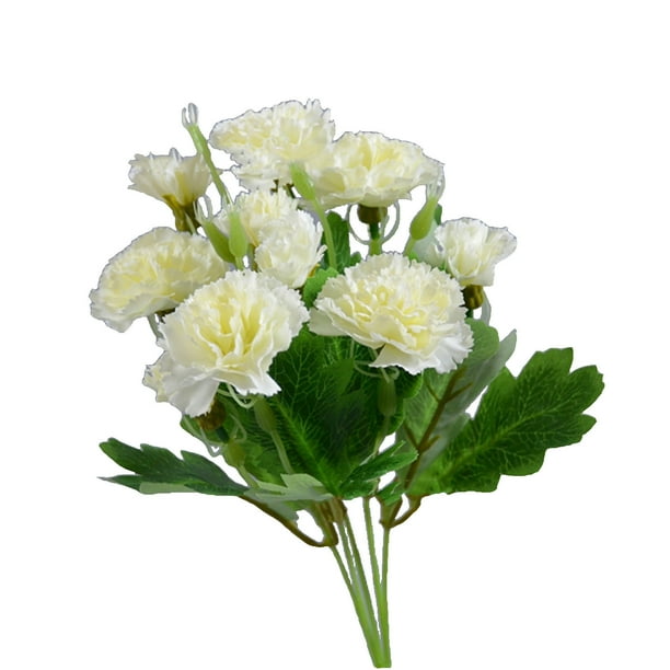 Flores Artificiales para la Decoración Ramo de Claveles de Plástico, 5 Tenedores 10 Claveles Rosa Caliente Impermeable a Prueba Del Desvanecimiento de la Decoración Del Hogar Flores de Plástico para L