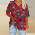 thumbnail image 3 of Camisetas de Verano de las Mujeres con Cuello en V de Manga Corta Impresa, Camiseta Deportiva para Uso Casual Y Diario, 3 of 4
