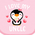 thumbnail image 4 of Inktastic I Love My Uncle with Cute Penguin and Hearts Girls Baby Bib, 4 of 4