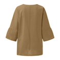 thumbnail image 5 of Youmylove Hauts de Mode pour Femmes Été Manches 3/4 Col Rond Imprimé Floral Ample T-Shirts Tunique en Lin Décontractée Blouse Mode, 5 of 5