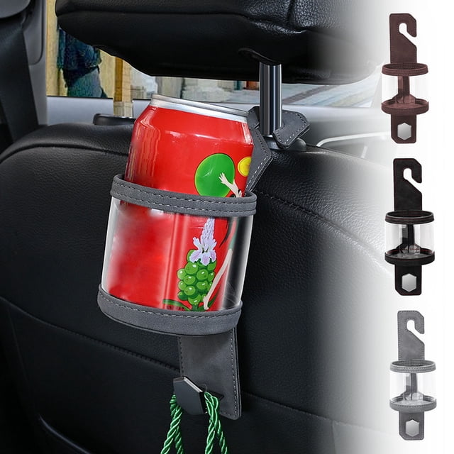 Gancho para el reposacabezas del asiento del coche, Estante de almacenamiento giratorio de 360°, cuero negro y acero inoxidable, Organizador de asiento trasero multiusos, 23x7x7cm, Resistente