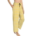 thumbnail image 2 of Uemuo Yellow Gingham Pattern Women's Wide Leg Palazzo Lounge Pants with Pockets Light Weight Loose Comfy Casual Pajama Pants-Large, 2 of 9
