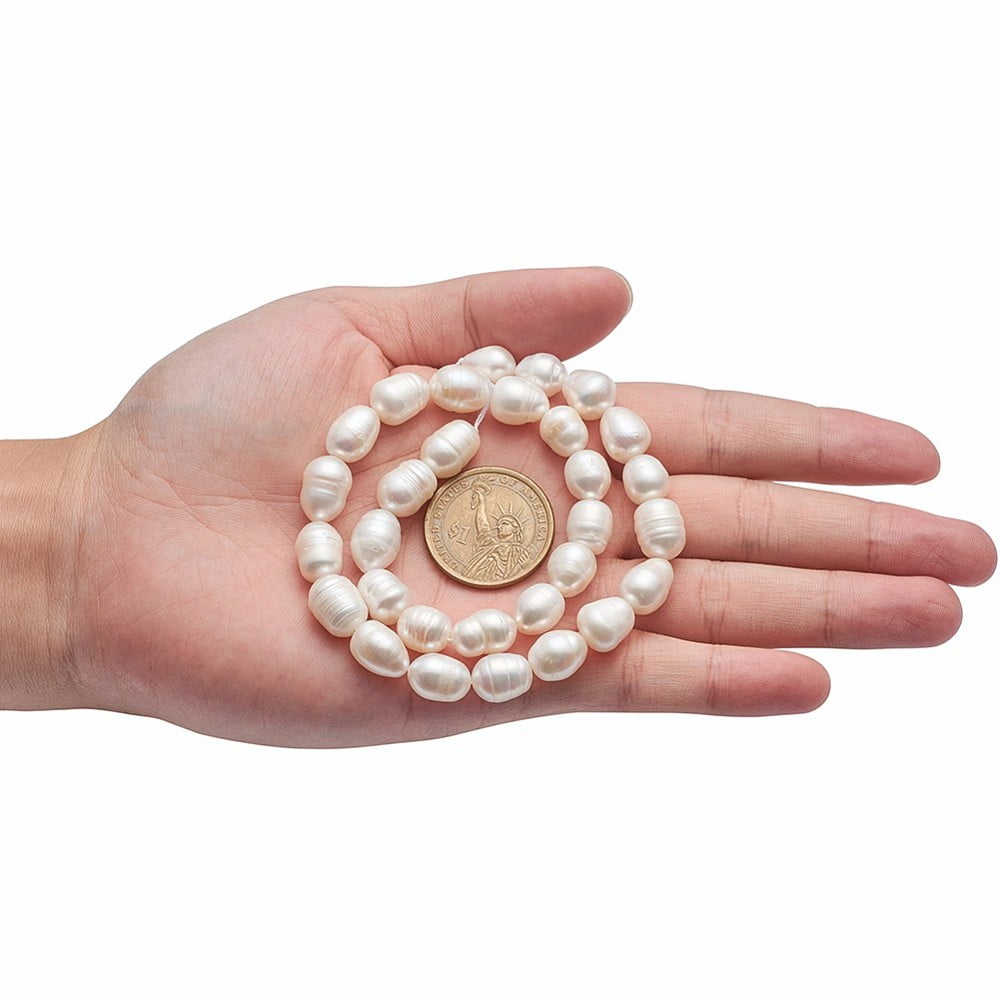 Natural Cultured Freshwater Pearl Beads Strands Rice Natural color White 10~11mm Hole: 0.8mm 28~29pcs/strand 13.58 inch(34.5cm)