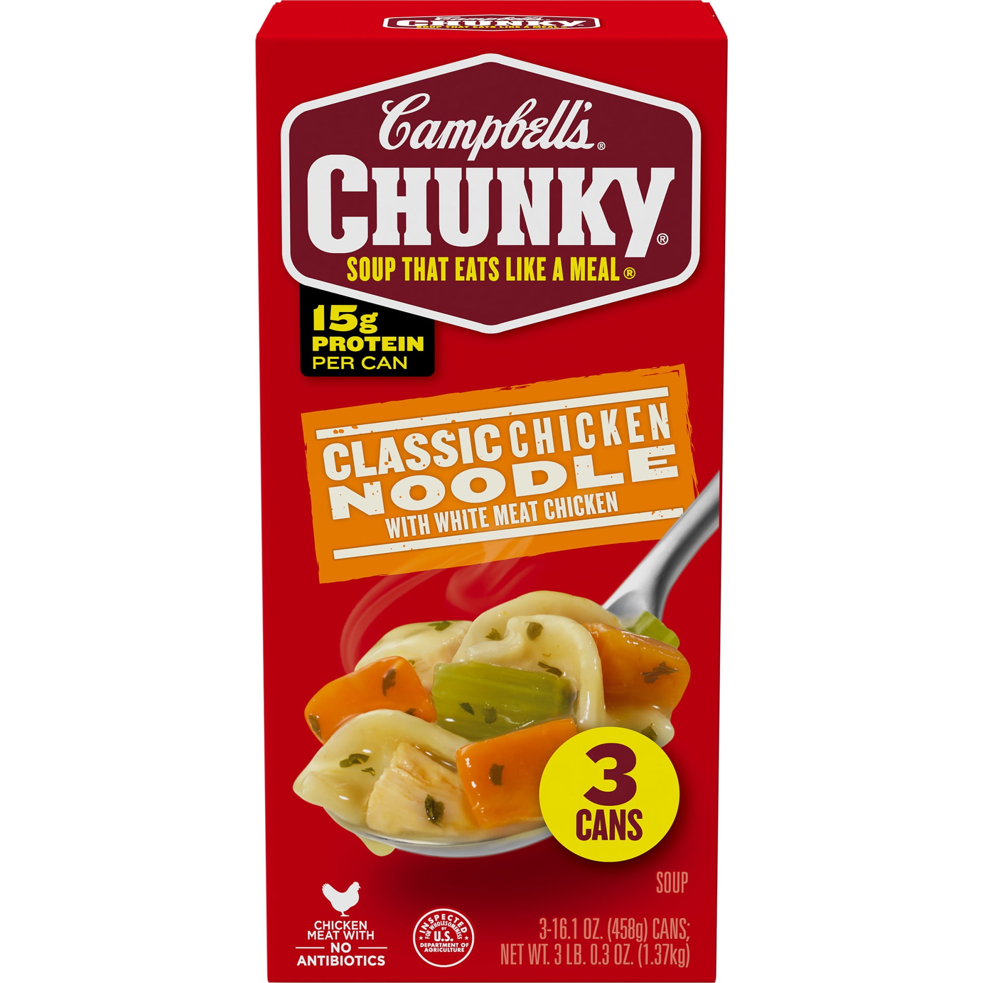 (3 Pack) Campbell's Chunky Soup, Ready to Serve Chicken Noodle Soup, 16.1 Oz Can