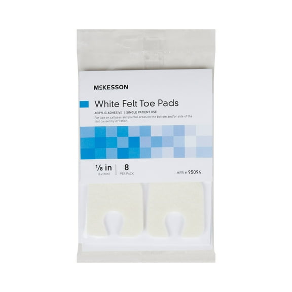 McKesson Pedi-Pad White Callus Pad 1/8 Inch Thick Adhesive for the Foot 95094, 8 Ct