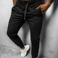 thumbnail image 3 of Labakihah Mens Pants Men's Drawstring Sweatpants Mid-Waist Casual Pants for Men with Pockets Black, 3 of 7