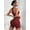 Brick Red, variant on Women Seamless Ribbed 2 Piece Yoga Set Racerback Crop Sports Bra High Waist Stretch Biker Shorts Workout Outfit Yellow L