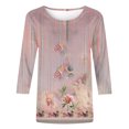 thumbnail image 5 of Dyegold 3/4 Sleeve Tops For Women Summer Round Neck Dressy Casual Vintage Floral Print Shirts Plus Size Trendy Blouses Tunic, 5 of 5