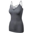 thumbnail image 2 of Women's Lattice Triple Criss-Cross Seamless Cami Long Ttank tops., 2 of 4