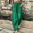 thumbnail image 4 of WTXUE Wide Leg Pants, Bell Bottoms Womens Solid Color Casual Pants Trousers Elastic Waist Pockets Trousers, Womens Trousers Slacks Slacks, Green, 4 of 6