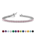 thumbnail image 1 of JeenMata Pulsera de Tenis de 3 Quilates con Turmalina Rosa de Corte Redondo de Octubre, Piedra Natal, Diseño de Eternidad, Chapado en Oro Blanco, para Mujer y Adulto, 1 of 6