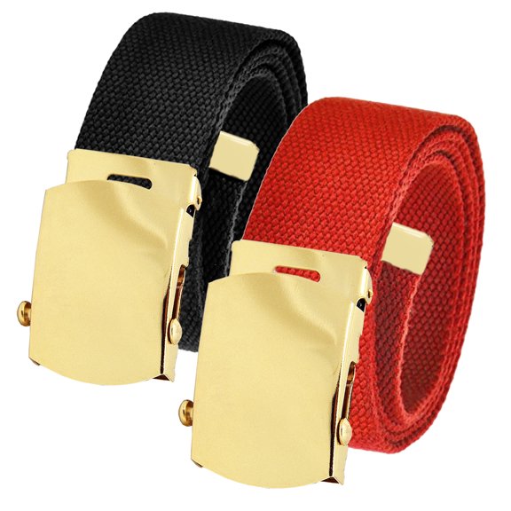 Men's Cut to Fit Waist Size Up to 70" Casual Outdoor 2 Belt Pack with Gold Slider Buckle