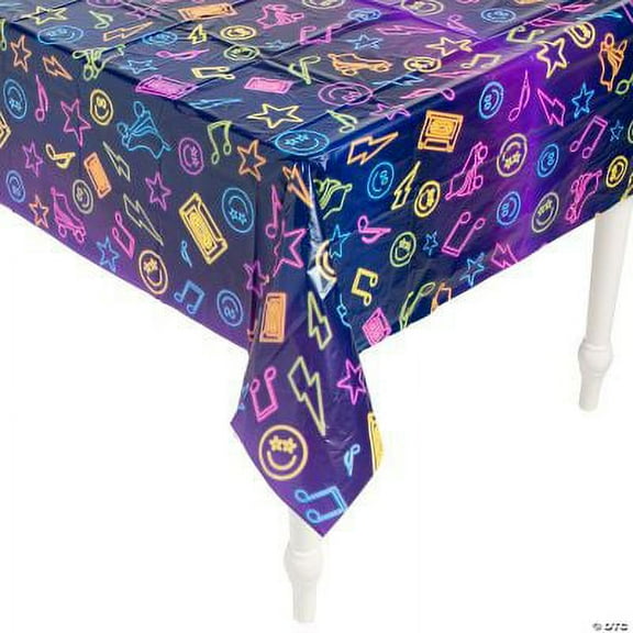 Retro Vibes Plastic Tablecloth, Birthday, Party Supplies, 1 Piece