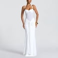 thumbnail image 2 of jtjvou Women's Halter Twist Knot Maxi Dress Draped Ribbon Ruched Cocktail Dress Sheer Mesh Bodycon Formal Dresses White XL, 2 of 5
