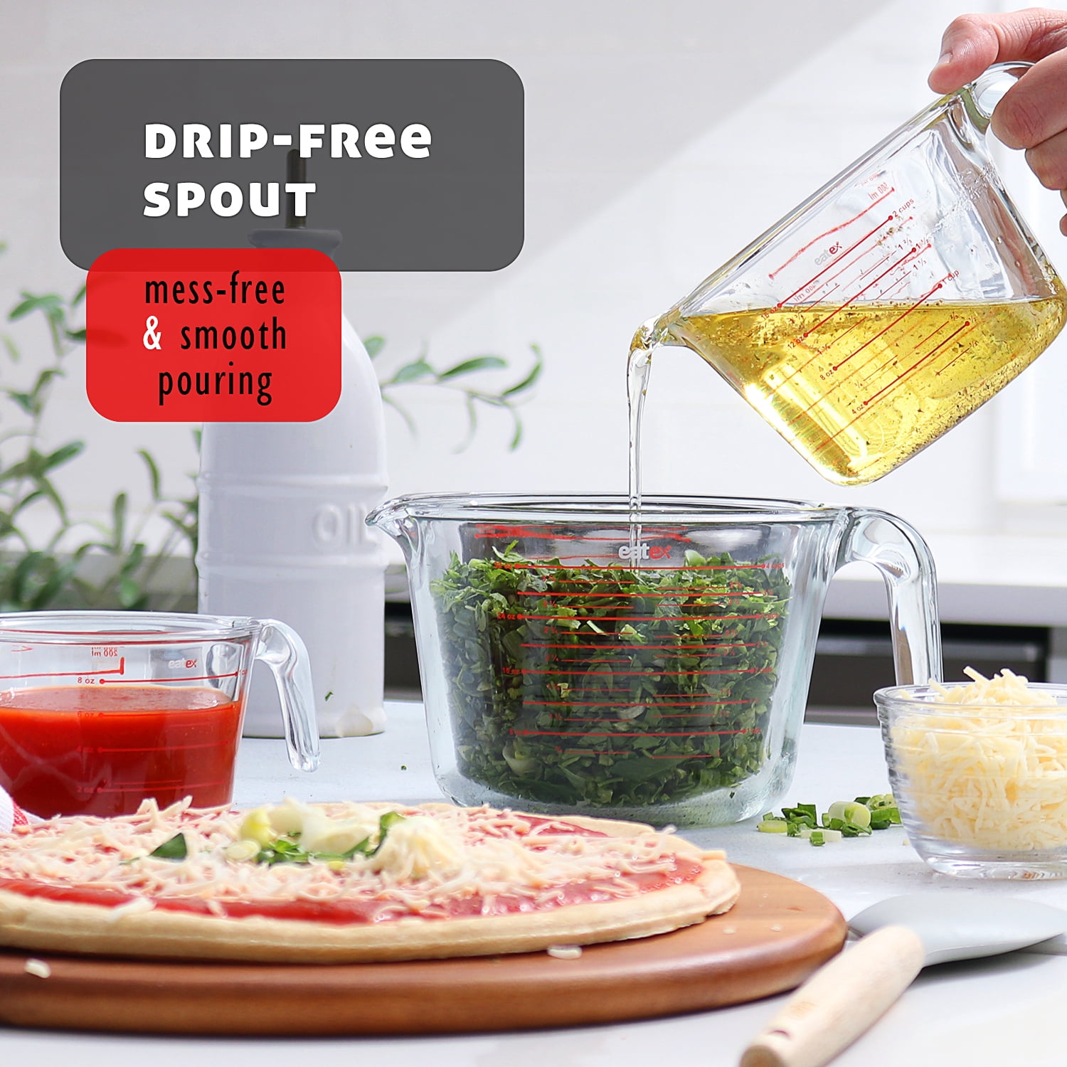 LammaLoe Glass Measuring Cup Set, 6 Piece Borosilicate Measuring Cups for Baking, Dry & Liquid Measuring, Dishwasher Safe